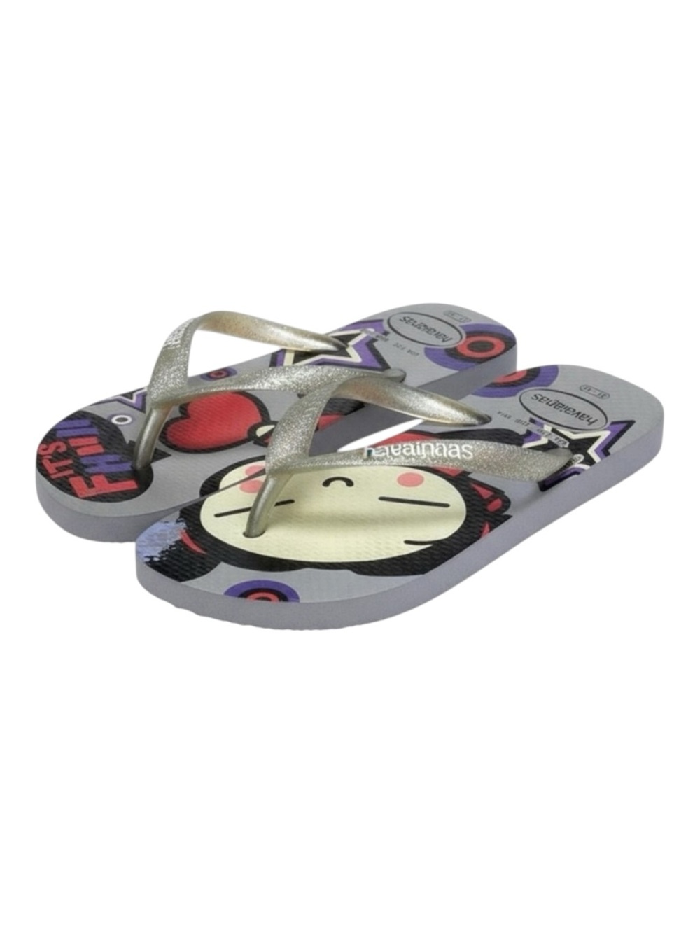 Havaianas x VOOZ ☼ Thong Flip Flop Sandals ☼ Decorative Crystalized Studs ☼ Grey - Picture 14 of 16